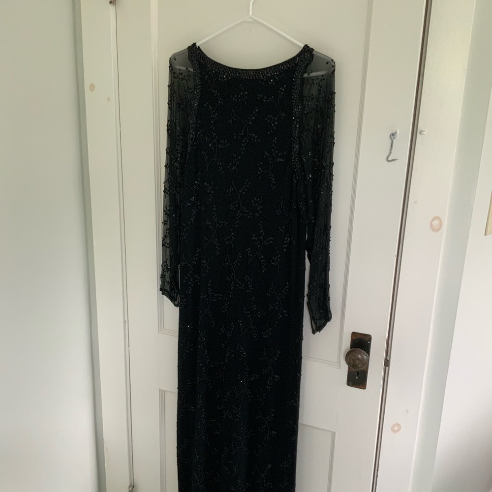 Black Angora and Sequined Maxi Dress